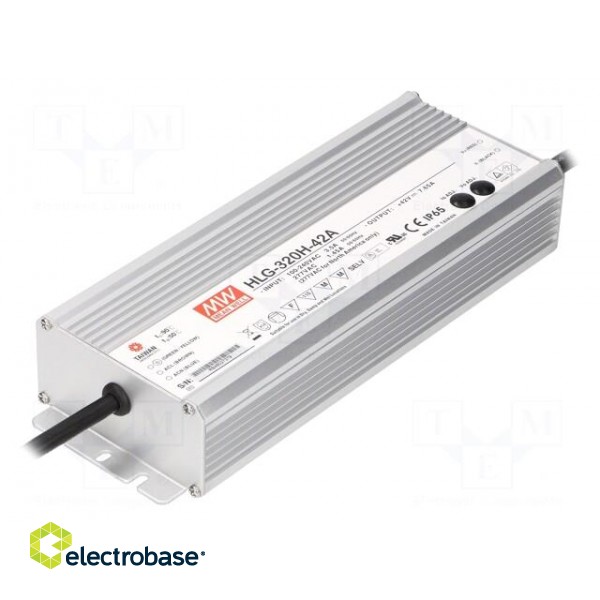 Power supply: switched-mode | LED | 320W | 42VDC | 3.8÷7.65A | IP65