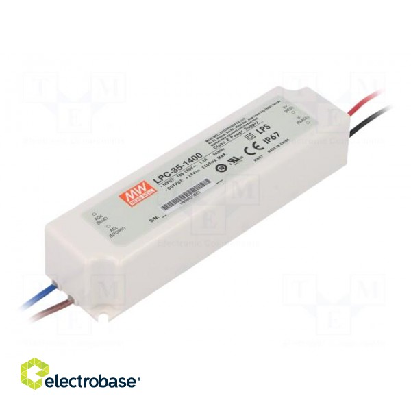 Power supply: switched-mode | LED | 33.6W | 9÷24VDC | 1400mA | IP67