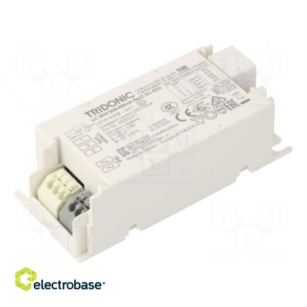 Power supply: switched-mode | LED | 35W | 25÷44VDC | 500÷800mA | IP20 image 1