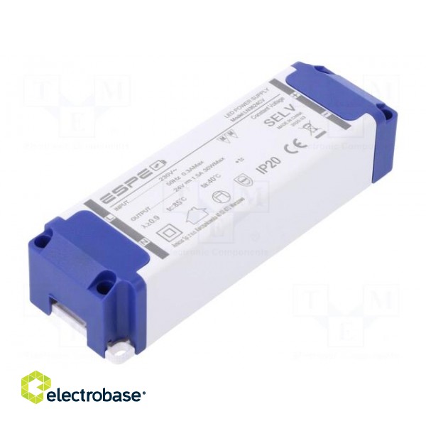 Power supply: switched-mode | LED | 36W | 24VDC | 1.5A | 220÷240VAC