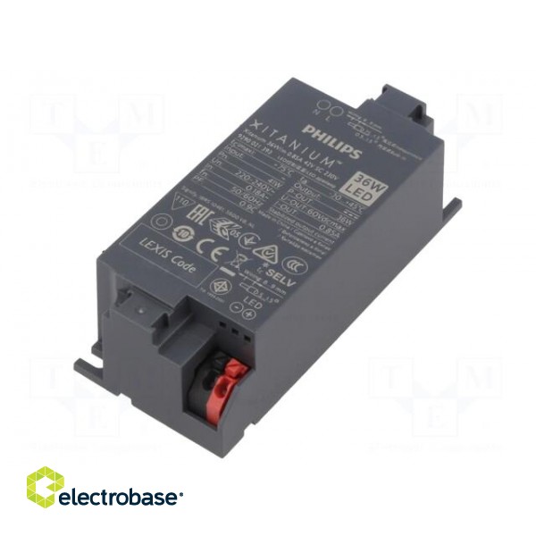 Power supply: switched-mode | LED | 36W | 30÷42VDC | 850mA | 220÷240VAC image 1