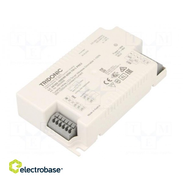 Power supply: switched-mode | LED | 38W | 20÷50VDC | 350÷1050mA | IP20 image 1