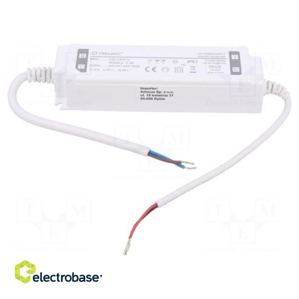 Power supply: switched-mode | LED | 40W | 24VDC | 1.66A | 220÷240VAC
