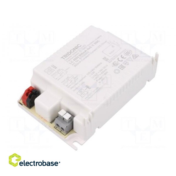 Power supply: switched-mode | LED | 40W | 30÷54VDC | 900mA | 198÷264VAC