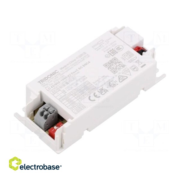 Power supply: switched-mode | LED | 42W | 24÷42VDC | 900÷1050mA | IP20 paveikslėlis 1