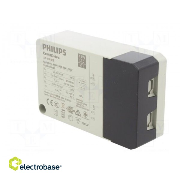 Power supply: switched-mode | LED | 44W | 30÷42VDC | 1050mA | IP20 | 93% image 2