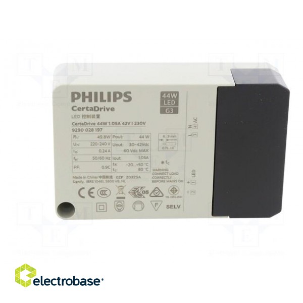 Power supply: switched-mode | LED | 44W | 30÷42VDC | 1050mA | IP20 | 93% image 9