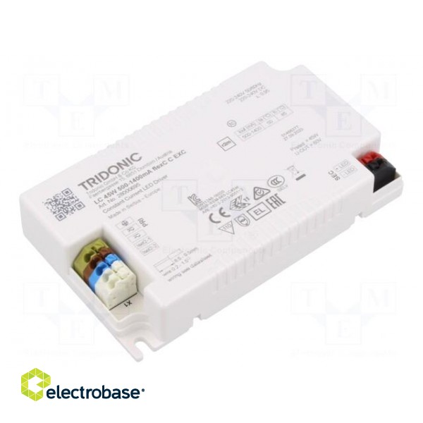 Power supply: switched-mode | LED | 45W | 20÷50VDC | 500÷1400mA | IP20
