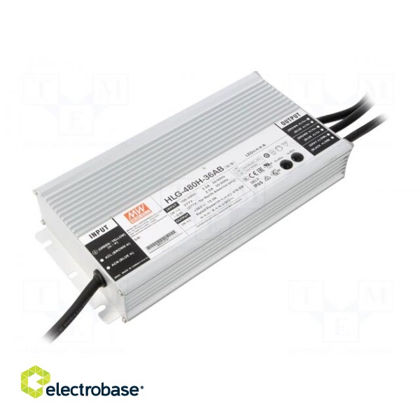 Power supply: switched-mode | LED | 478.8W | 36VDC | 6.6÷13.3A | IP65
