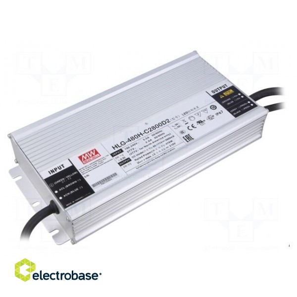 Power supply: switched-mode | LED | 479W | 85÷171VDC | 2.8A | 90÷305VDC