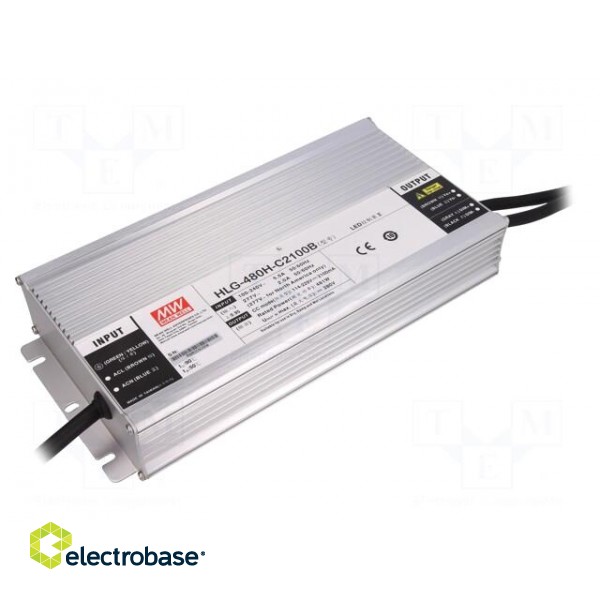 Power supply: switched-mode | LED | 480W | 114÷229VDC | 2100mA | IP67