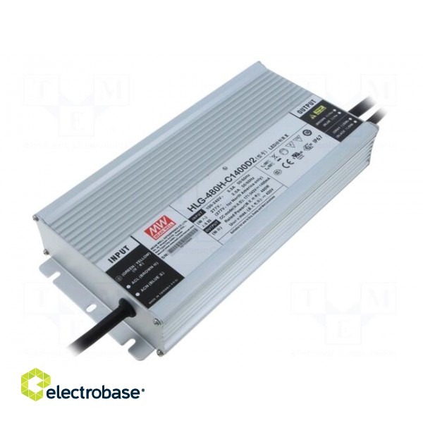 Power supply: switched-mode | LED | 480W | 171÷343VDC | 1.4A | IP67