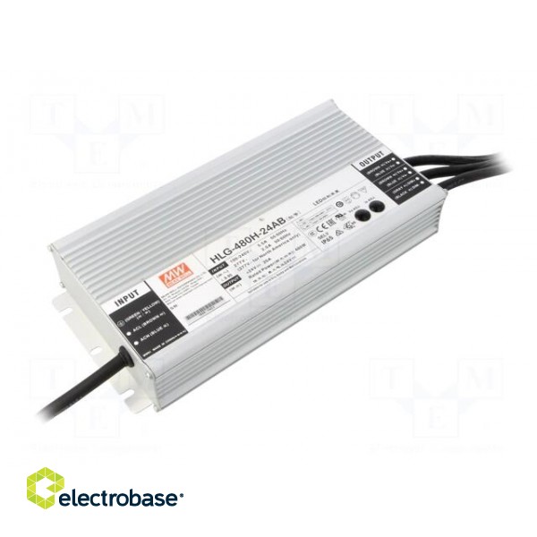 Power supply: switched-mode | LED | 480W | 24VDC | 20.4÷25.2VDC | IP65