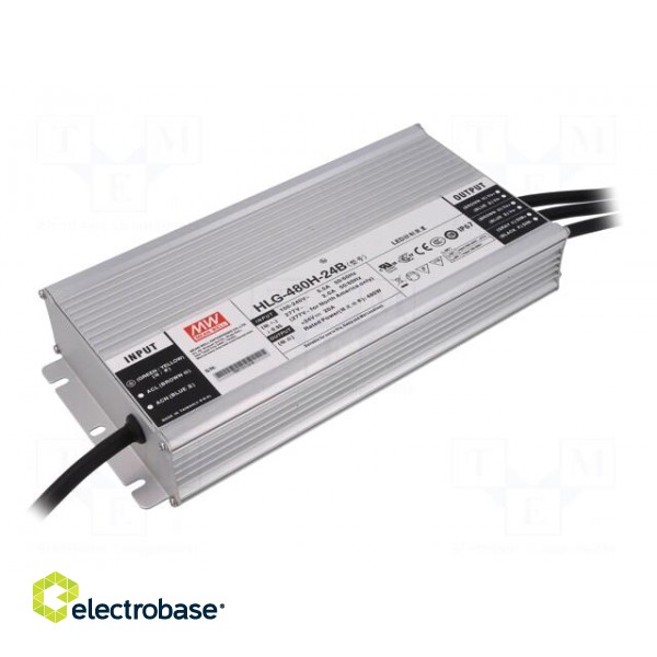 Power supply: switched-mode | LED | 480W | 24VDC | 20A | 90÷305VAC | IP67