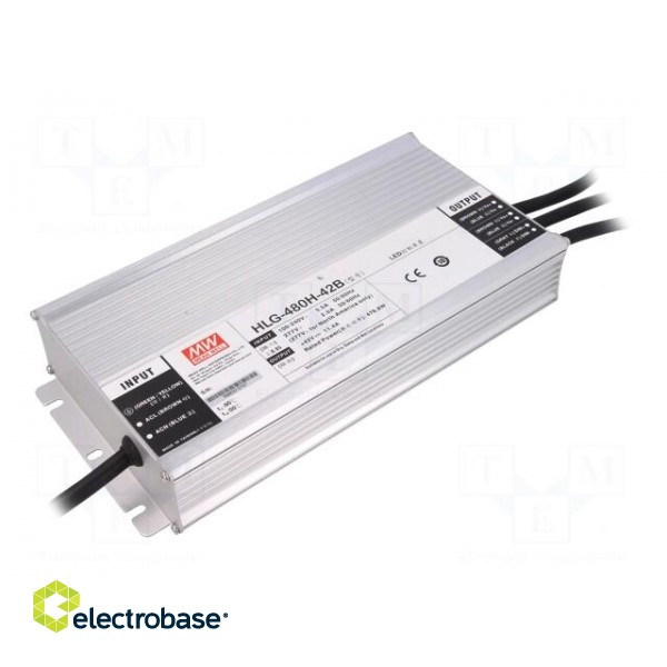 Power supply: switched-mode | LED | 480W | 42VDC | 11.4A | 90÷305VAC