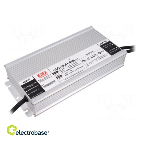 Power supply: switched-mode | LED | 480W | 48VDC | 10A | 90÷305VAC | IP67