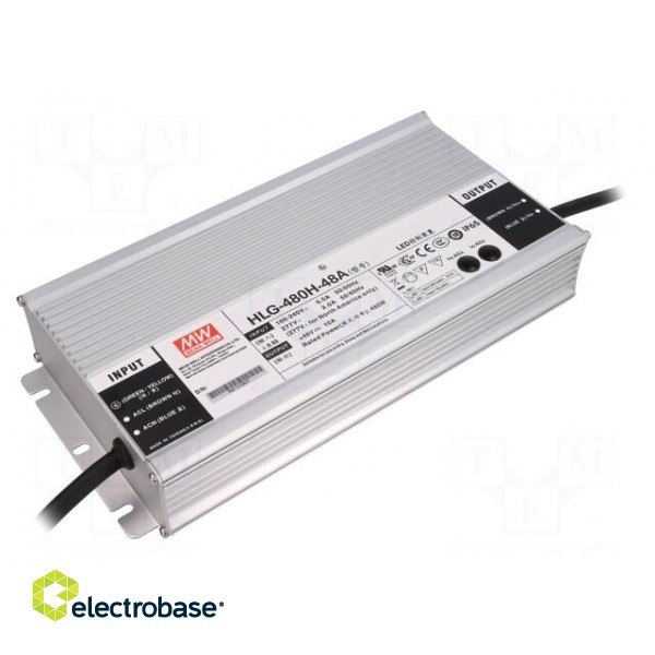 Power supply: switched-mode | LED | 480W | 48VDC | 40.8÷50.4VDC | 5÷10A