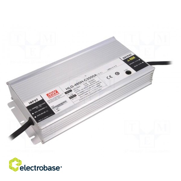 Power supply: switched-mode | LED | 480W | 68÷137VDC | 1750÷3500mA