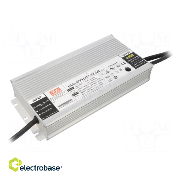 Power supply: switched-mode | LED | 481W | 114÷229VDC | 1050÷2100mA