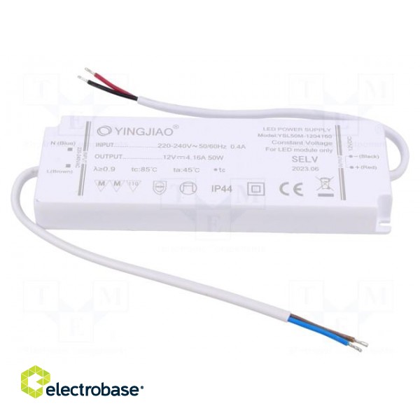 Power supply: switched-mode | LED | 50W | 12VDC | 4.16A | 220÷240VAC