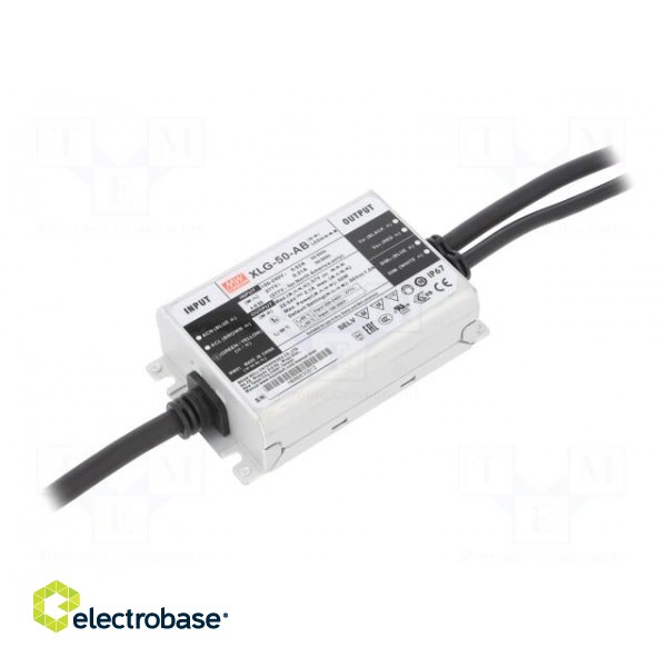 Power supply: switched-mode | LED | 50W | 22÷54VDC | 0.53÷2.1A | IP67