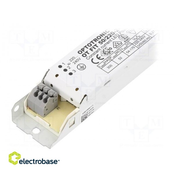 Power supply: switched-mode | LED | 52.5W | 54÷175VDC | 300mA | IP20 paveikslėlis 3