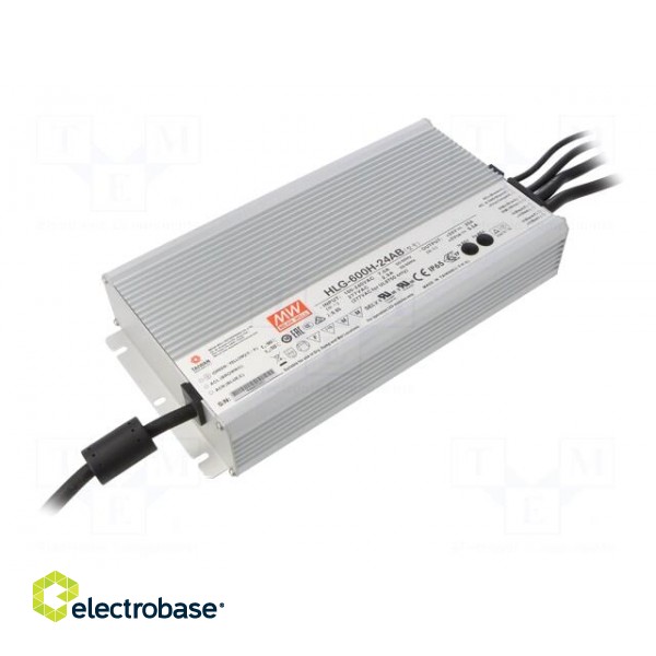 Power supply: switched-mode | LED | 600W | 24VDC | 12.5÷25A | 90÷305VAC