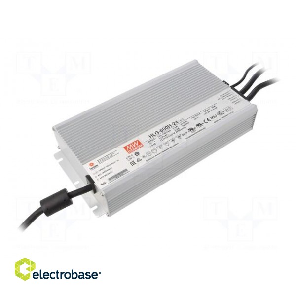 Power supply: switched-mode | LED | 600W | 24VDC | 25A | 90÷305VAC | IP67