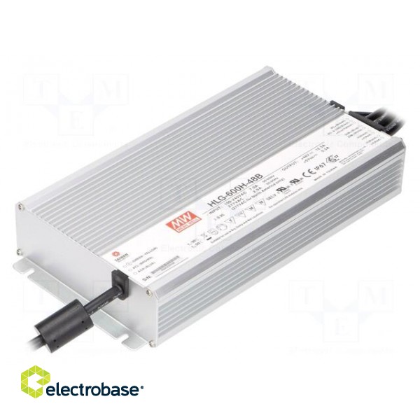 Power supply: switched-mode | LED | 600W | 48VDC | 12.5A | 90÷305VAC