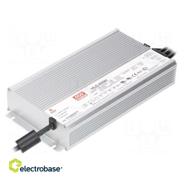 Power supply: switched-mode | LED | 600W | 42VDC | 14.3A | 90÷305VAC