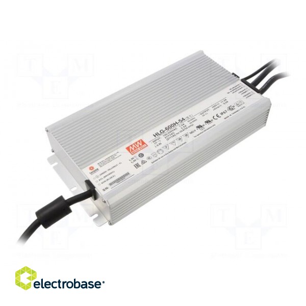 Power supply: switched-mode | LED | 604.8W | 54VDC | 11.2A | 90÷305VAC