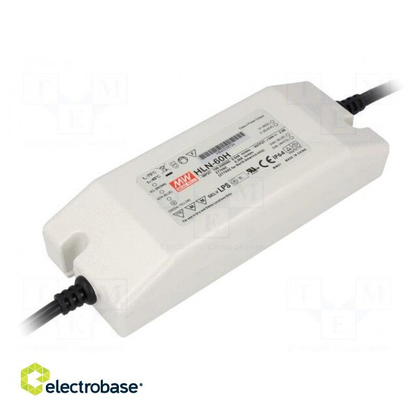 Power supply: switched-mode | LED | 60W | 15VDC | 13.5÷17VDC | 4A | IP64