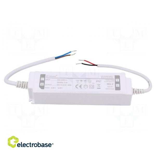 Power supply: switching | LED | 60W | 24VDC | 2.5A | 220÷240VAC | IP67