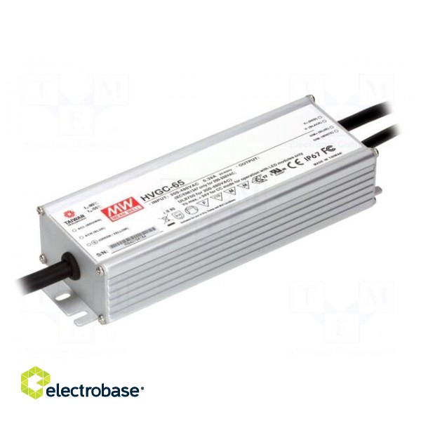 Power supply: switched-mode | LED | 65W | 13÷130VDC | 500mA | IP67