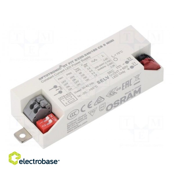 Power supply: switched-mode | LED | 7.6W | 30÷42VDC | 90÷180mA | IP20 image 1