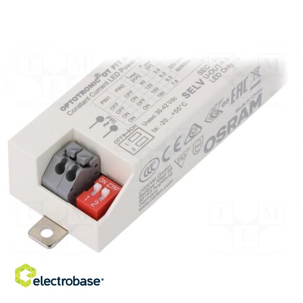 Power supply: switched-mode | LED | 7.6W | 30÷42VDC | 90÷180mA | IP20 фото 2