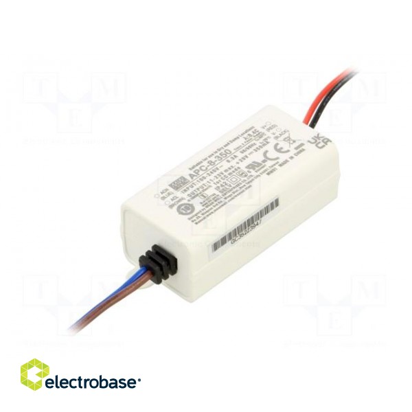 Power supply: switched-mode | LED | 8W | 11÷23VDC | 350mA | 90÷264VAC