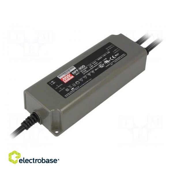 Power supply: switched-mode | LED | 90W | 12÷20VDC | 4.5A | 90÷305VAC