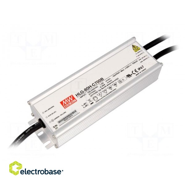Power supply: switched-mode | LED | 90W | 167÷257VDC | 350mA | IP67