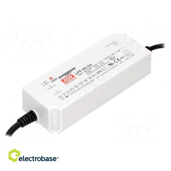 Power supply: switched-mode | LED | 90W | 24VDC | 3.75A | 90÷305VAC