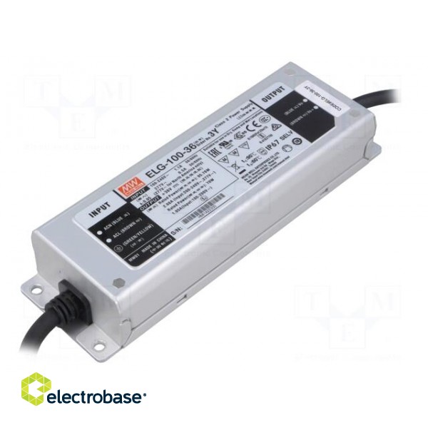 Power supply: switched-mode | LED | 95.76W | 36VDC | 2.66A | 100÷305VAC