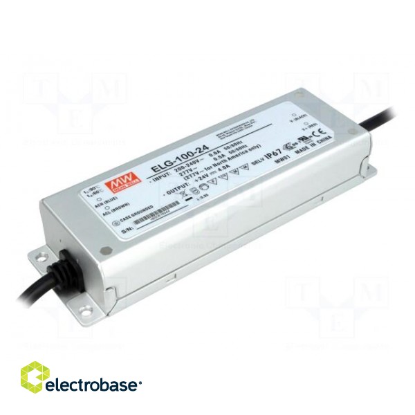 Power supply: switching | LED | 96W | 24VDC | 4A | 180÷295VAC | IP67 | 88%