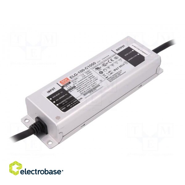 Power supply: switched-mode | LED | 99.75W | 48÷95VDC | 1050mA | IP67