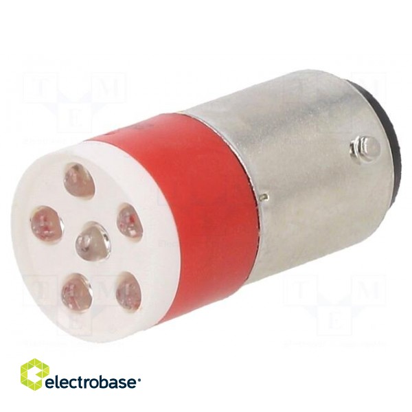 Indicator: LED | BA15D | red | plastic | 24÷28VAC | 24÷28VDC | -20÷60°C image 1