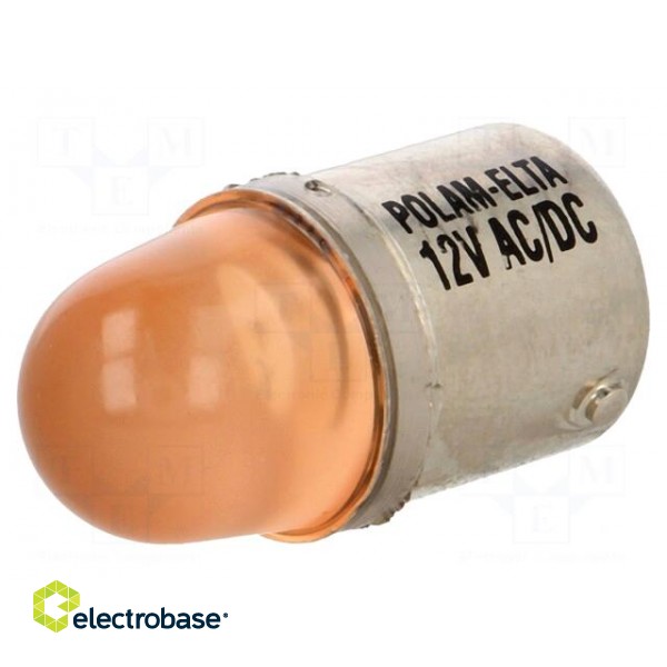 LED lamp | orange | BA15S | 12VDC | 12VAC image 1