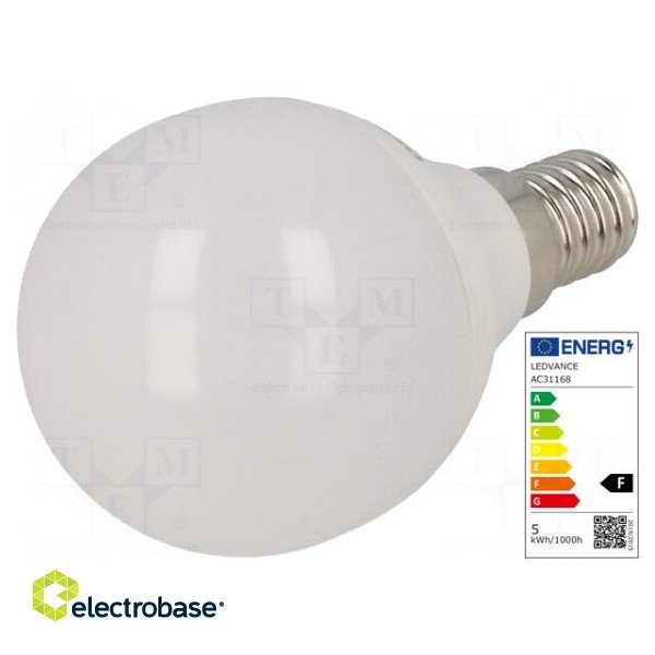 LED lamp | cool white | E14 | 230VAC | 470lm | P: 5.5W | 6500K | CRImin: 80 paveikslėlis 1