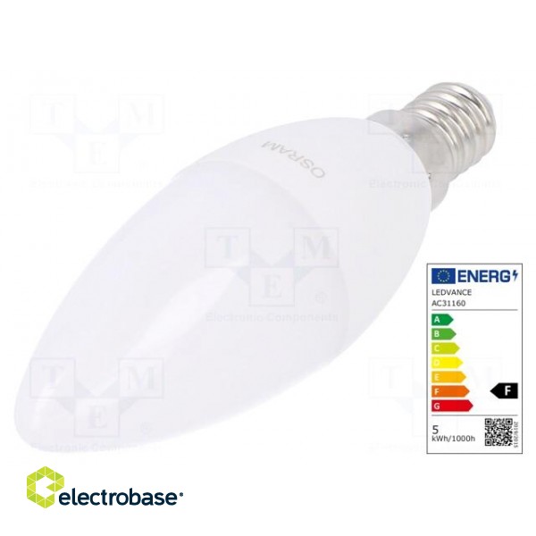 LED lamp | cool white | E14 | 230VAC | 470lm | 5.7W | 6500K | CRImin: 80 paveikslėlis 1