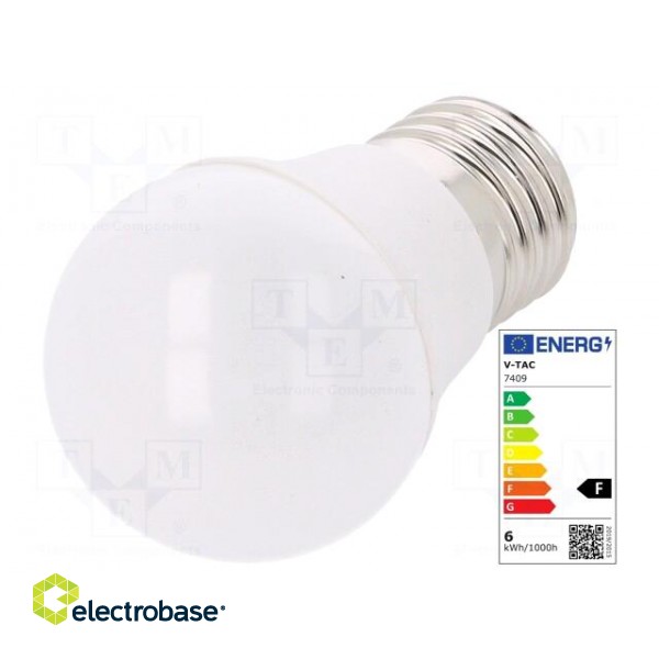 LED lamp | cool white | E27 | 220/240VAC | 470lm | 5.5W | 180° | 6400K paveikslėlis 1
