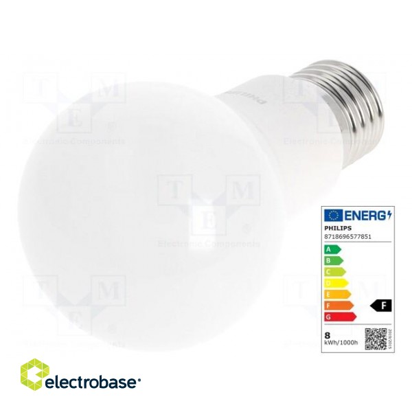 LED lamp | cool white | E27 | 230VAC | 806lm | P: 7.5W | 200° | 6500K image 1