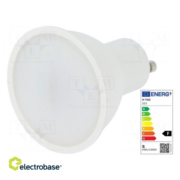 LED lamp | cool white | GU10 | 220/240VAC | 400lm | 5W | 110° | 6400K paveikslėlis 1